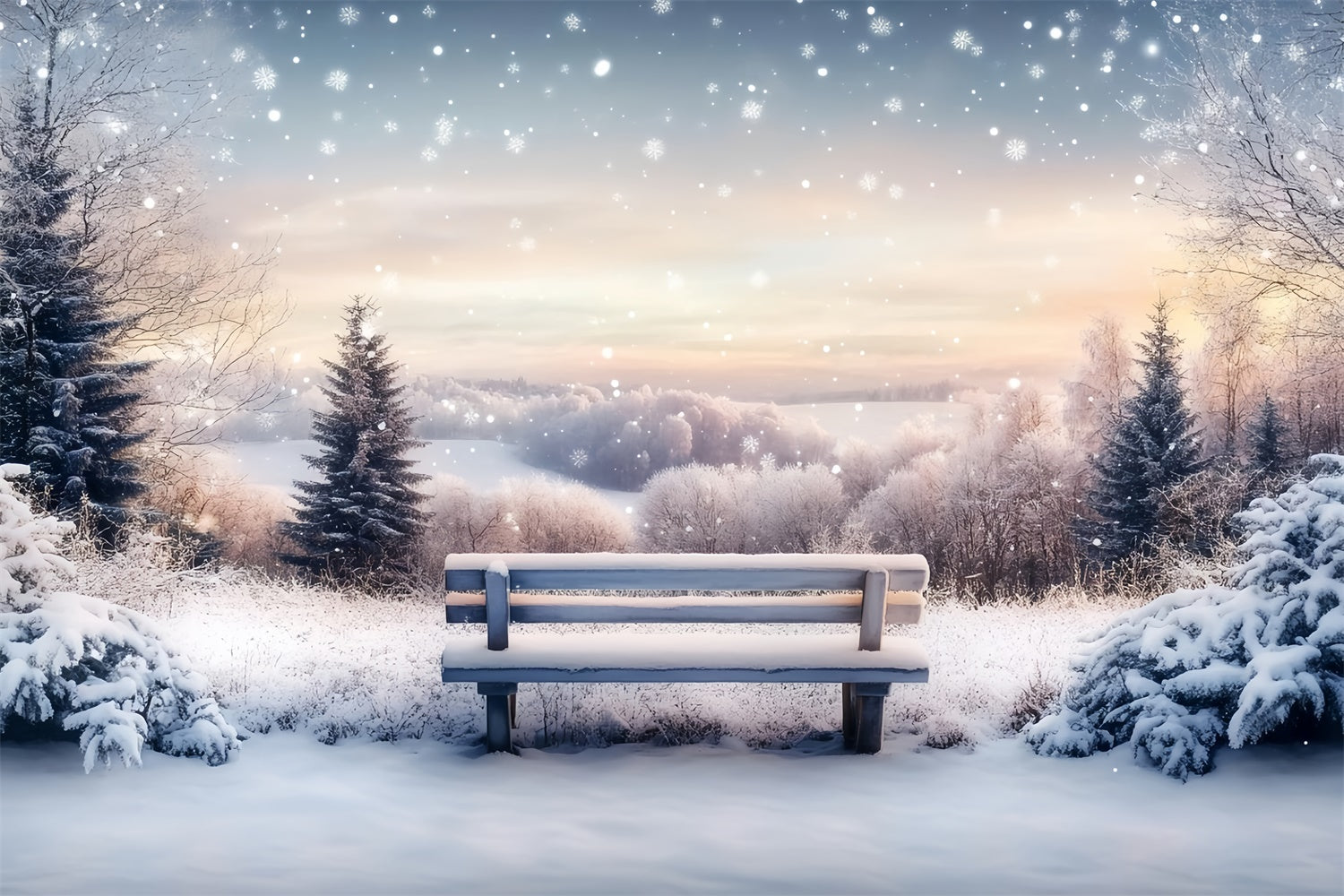 Winter Snow Backdrop Silent Snowfield Sunrise Backdrop UK MRR7-172