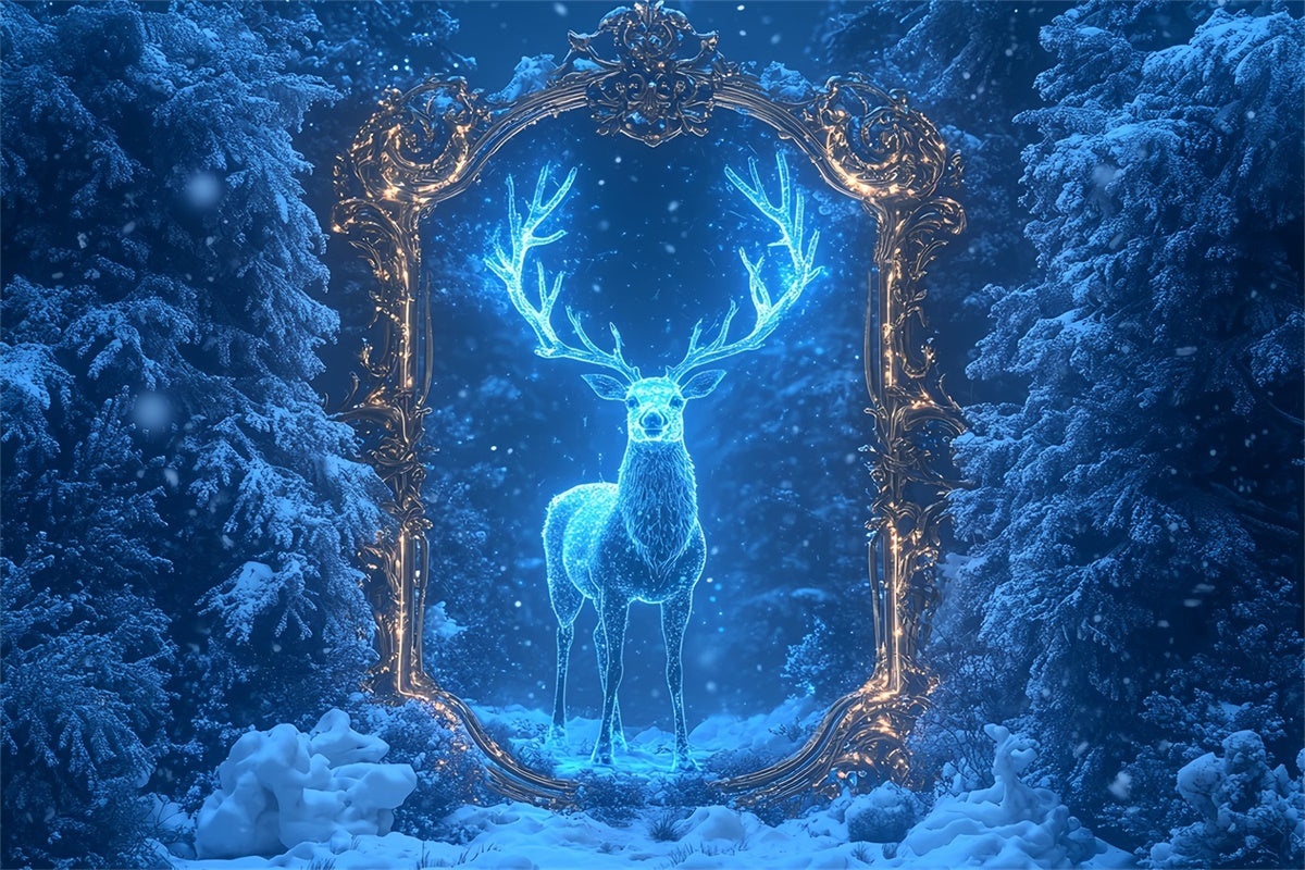 Winter Backdrops Frozen Magic Forest Stag Backdrop UK MRR7-173