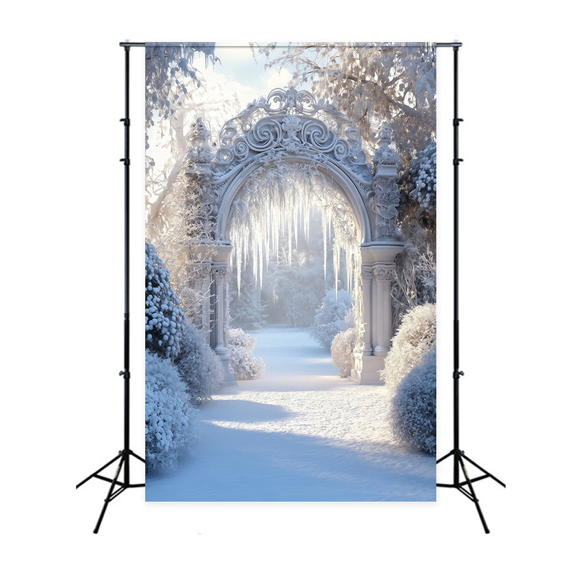 Winter Snow Backdrop Frozen Garden Arch Backdrop UK MRR7-175