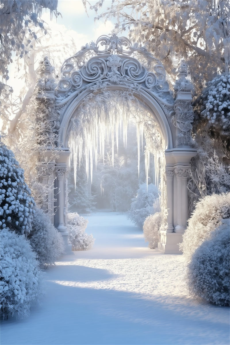 Winter Snow Backdrop Frozen Garden Arch Backdrop UK MRR7-175