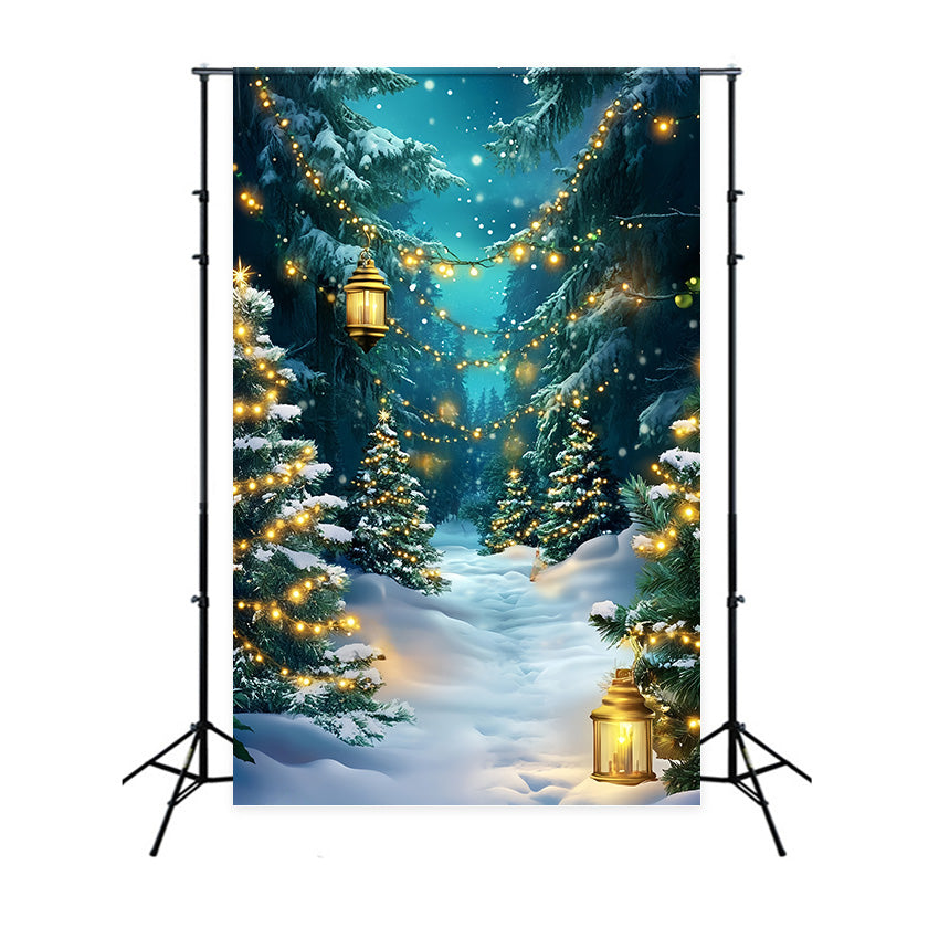 Winter Backdrop Twinkling Pines Trail Christmas Backdrop UK MRR7-176
