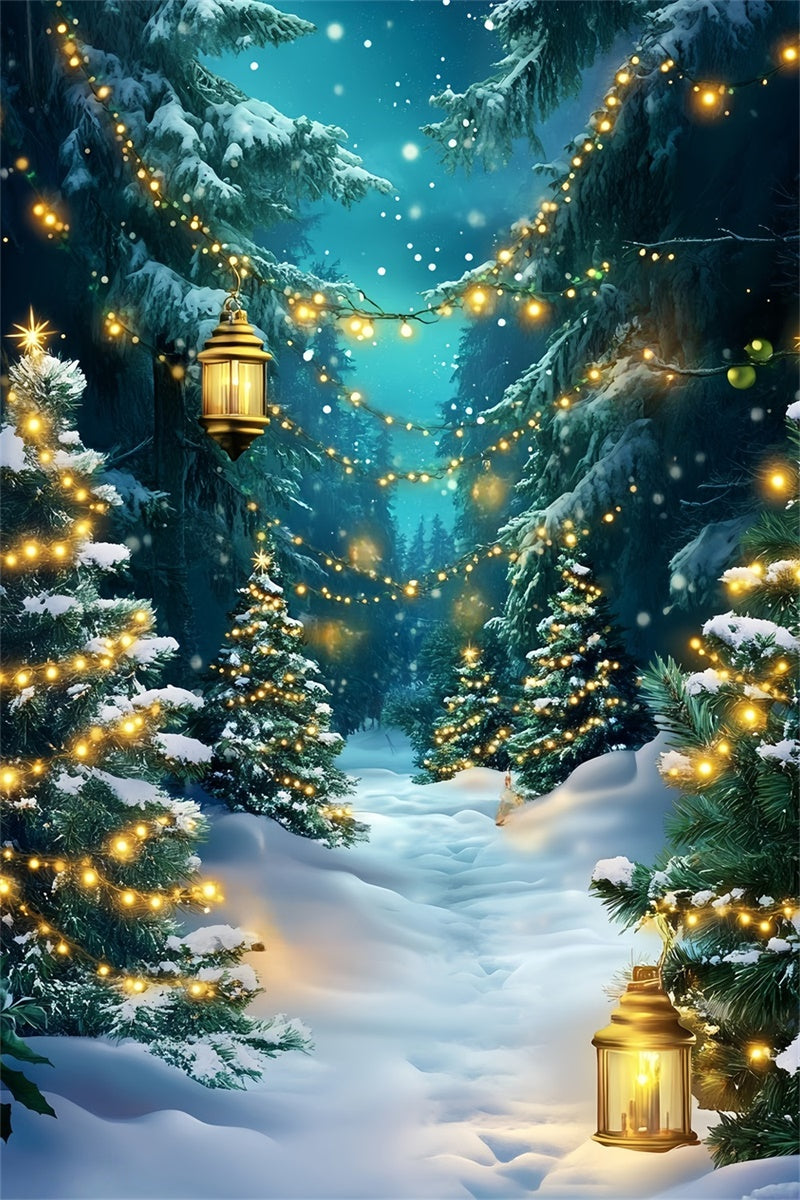Winter Backdrop Twinkling Pines Trail Christmas Backdrop UK MRR7-176