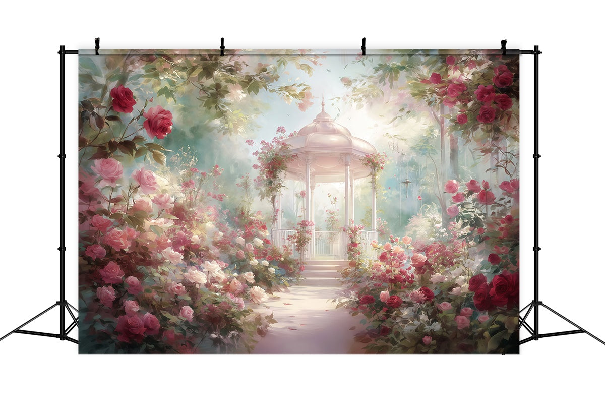 Fine Art Backdrops Rose Gazebo Garden Fabric Backdrop UK MRR7-181