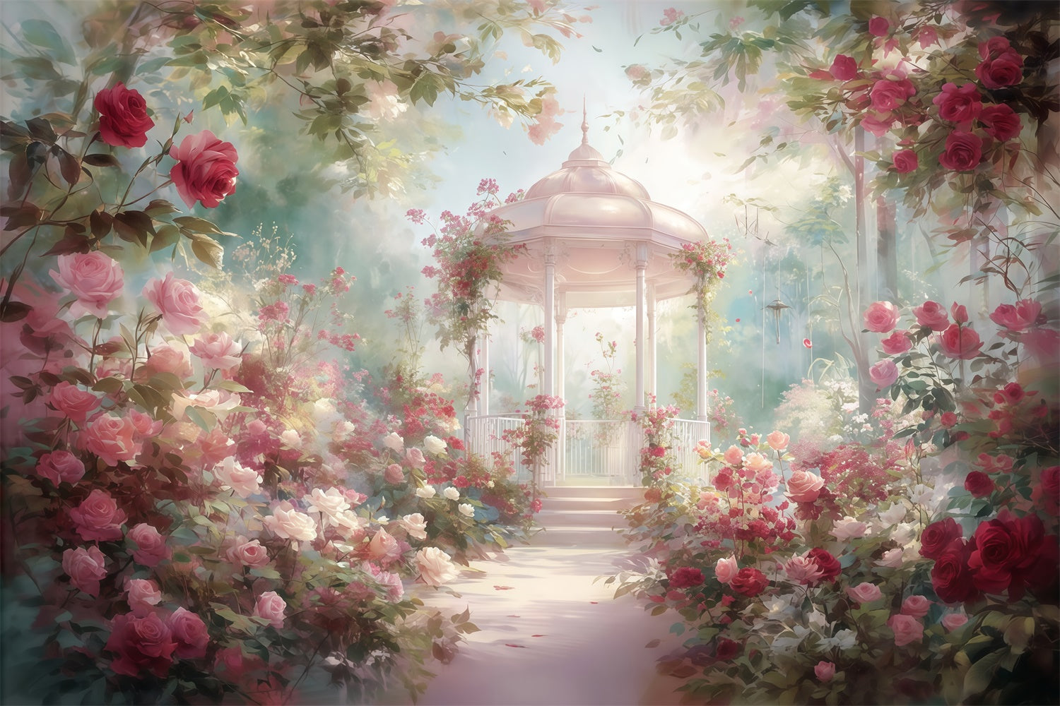 Fine Art Backdrops Rose Gazebo Garden Fabric Backdrop UK MRR7-181