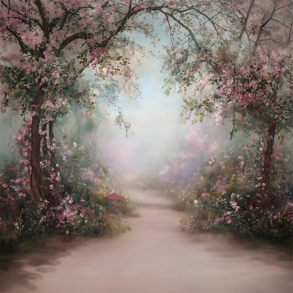 Painting Backdrop Pink Bloom Trail Best Photography Backdrops UK MRR7-183