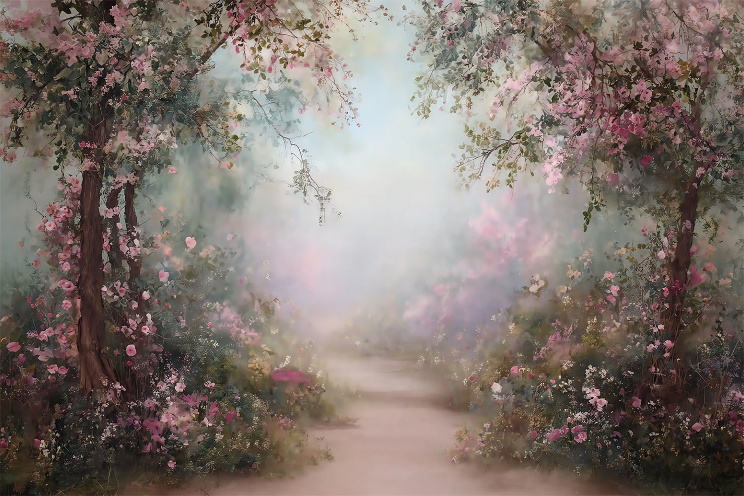 Painting Backdrop Pink Bloom Trail Best Photography Backdrops UK MRR7-183