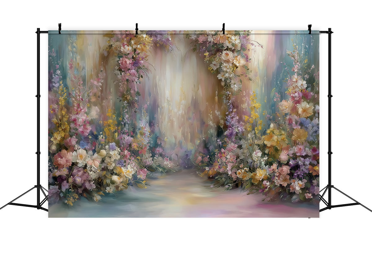 Oil Painting Photography Backdrop Pastel Floral Backdrop UK MRR7-193