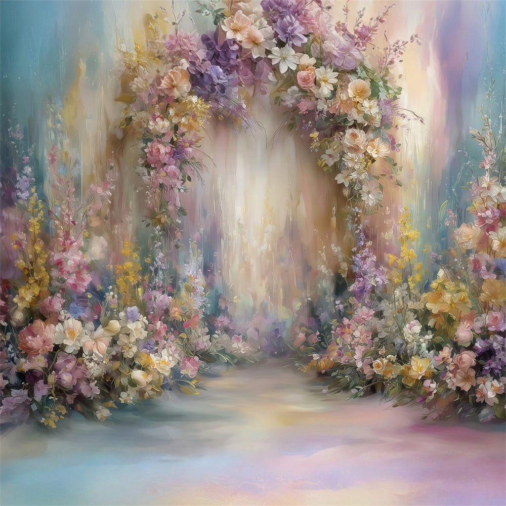 Oil Painting Photography Backdrop Pastel Floral Backdrop UK MRR7-193