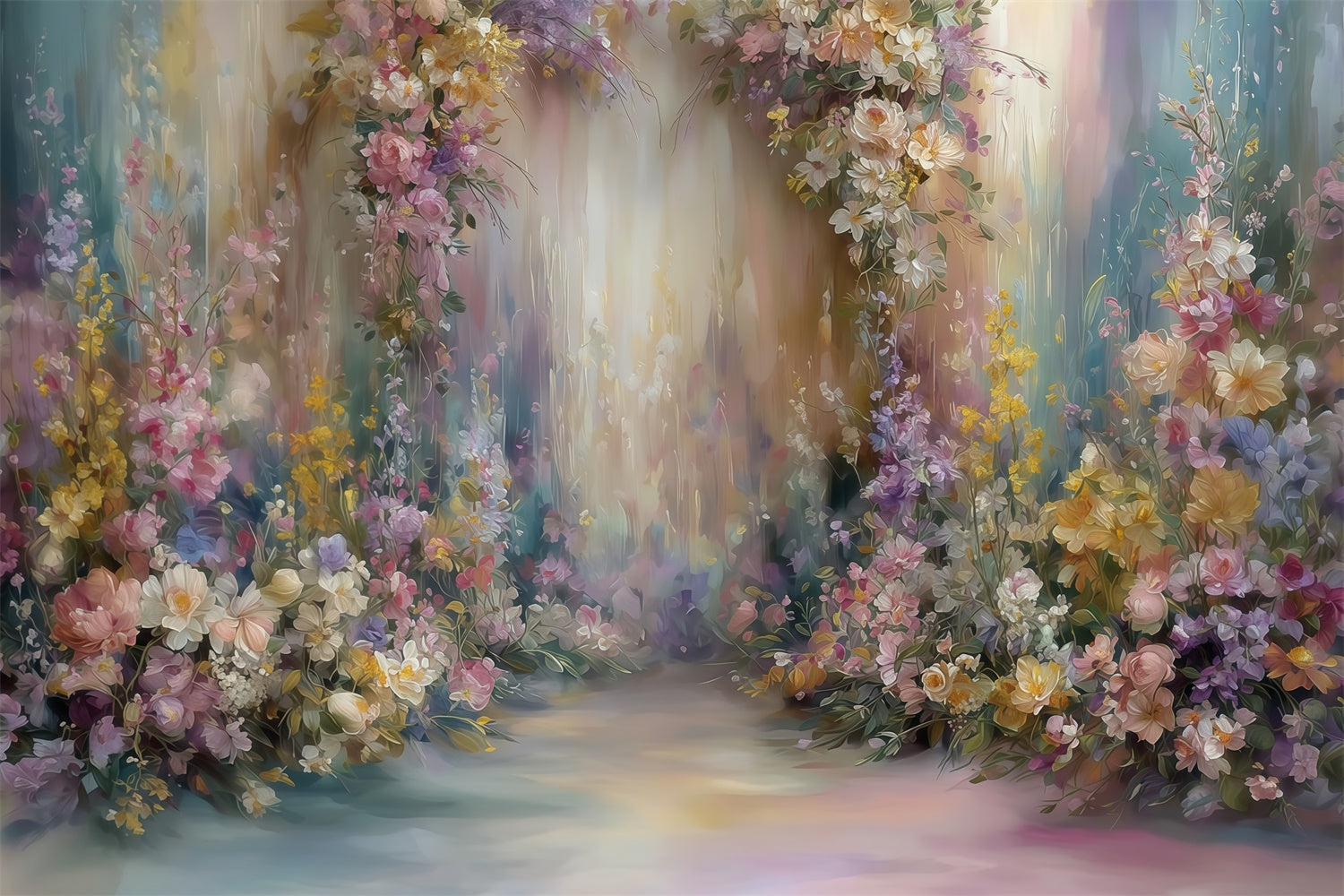 Oil Painting Photography Backdrop Pastel Floral Backdrop UK MRR7-193