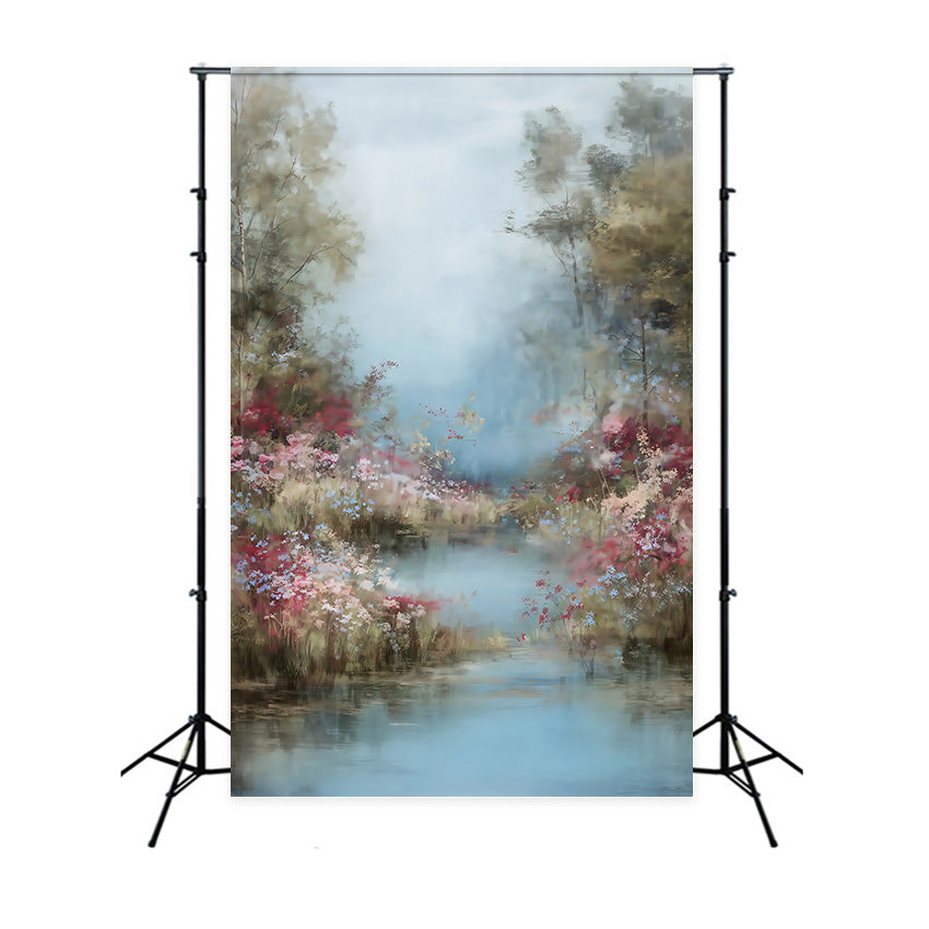 Oil Painting Photography Backdrop Wildflower Stream Backdrop UK MRR7-204