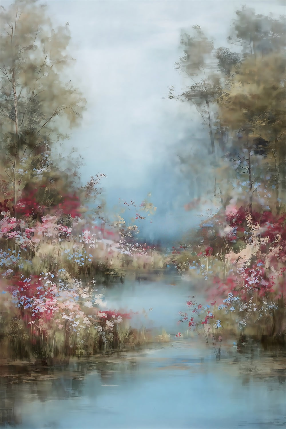 Oil Painting Photography Backdrop Wildflower Stream Backdrop UK MRR7-204