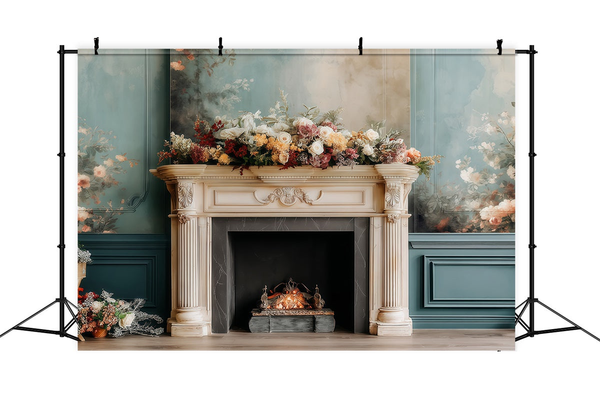 Victorian Backdrop Pastel Floral Hearth Vintage Backdrop UK MRR7-215