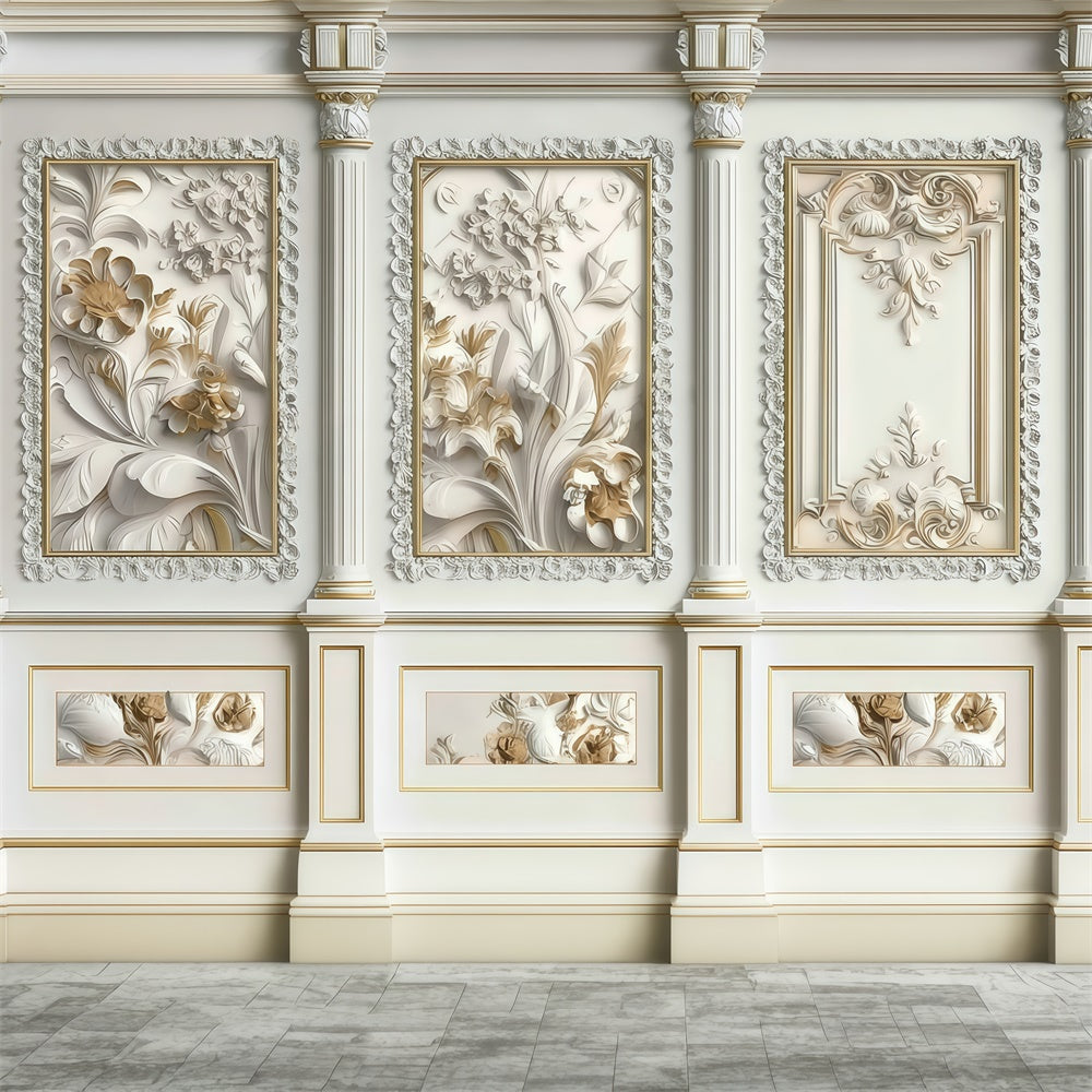 Vintage Photo Backdrop Classic Ivory Bloom Relief Backdrop UK MRR7-218