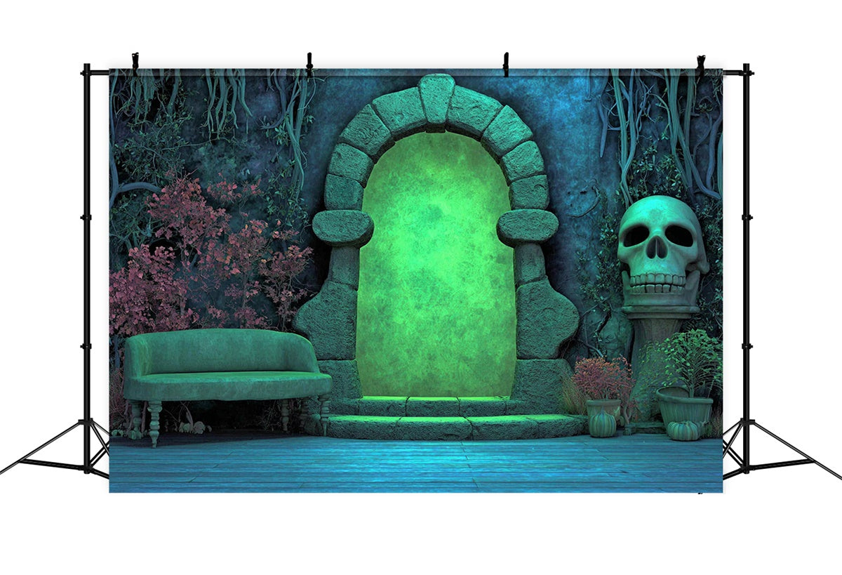Scary Halloween Backdrops Glowing Tomb Gateway Backdrop UK MRR7-22
