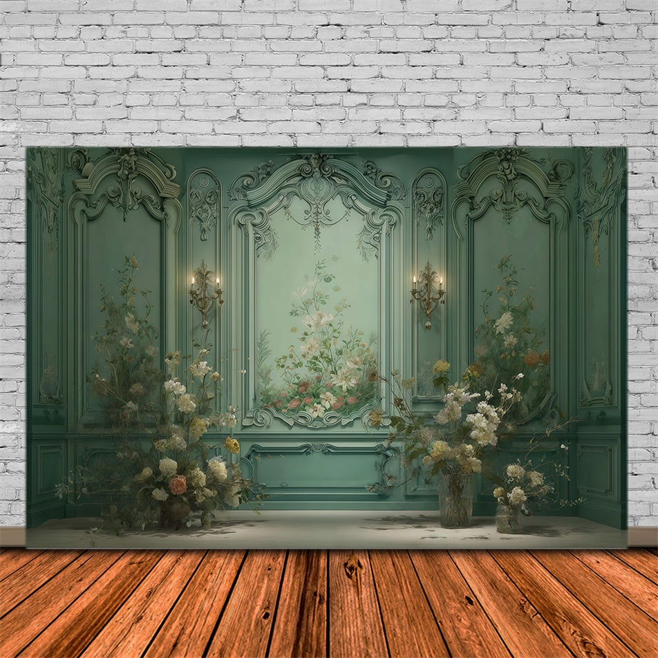 Vintage Wall Backdrop Elegant Enchanted Floral Backdrop UK MRR7-222