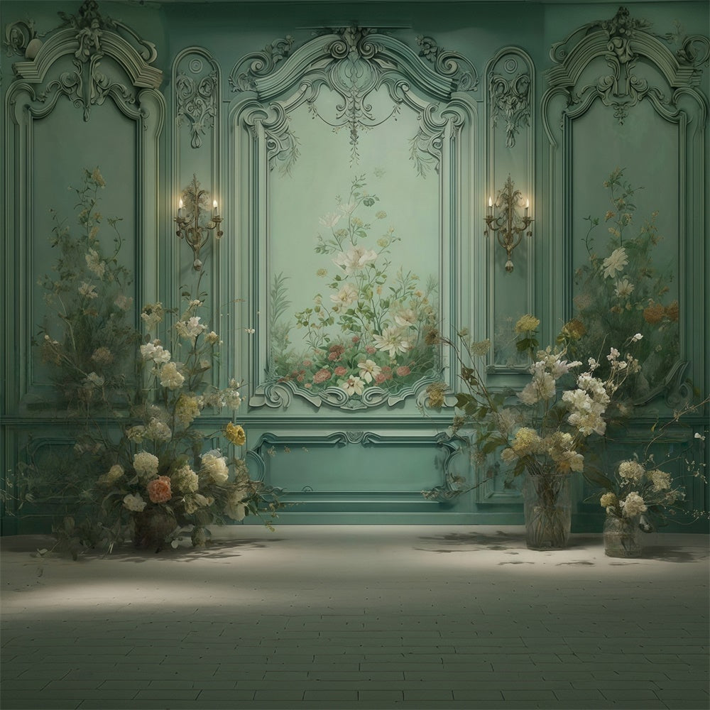 Vintage Wall Backdrop Elegant Enchanted Floral Backdrop UK MRR7-222