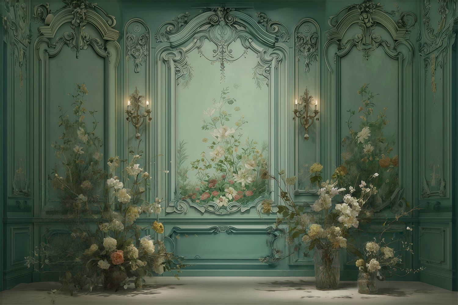 Vintage Wall Backdrop Elegant Enchanted Floral Backdrop UK MRR7-222