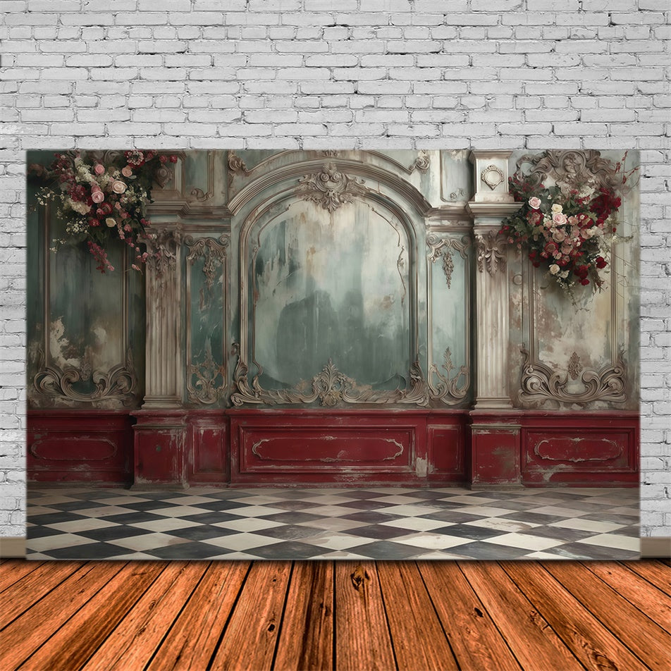 Vintage Wall Backdrop Faded Palace Romance Backdrop UK MRR7-229