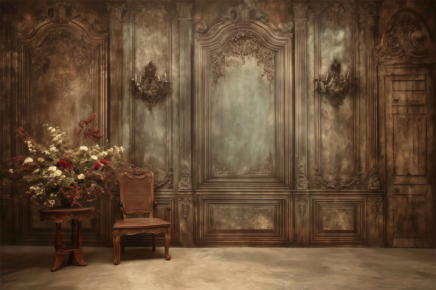 Retro Photo Backdrop Sepia Elegance Vintage Backdrops UK MRR7-230