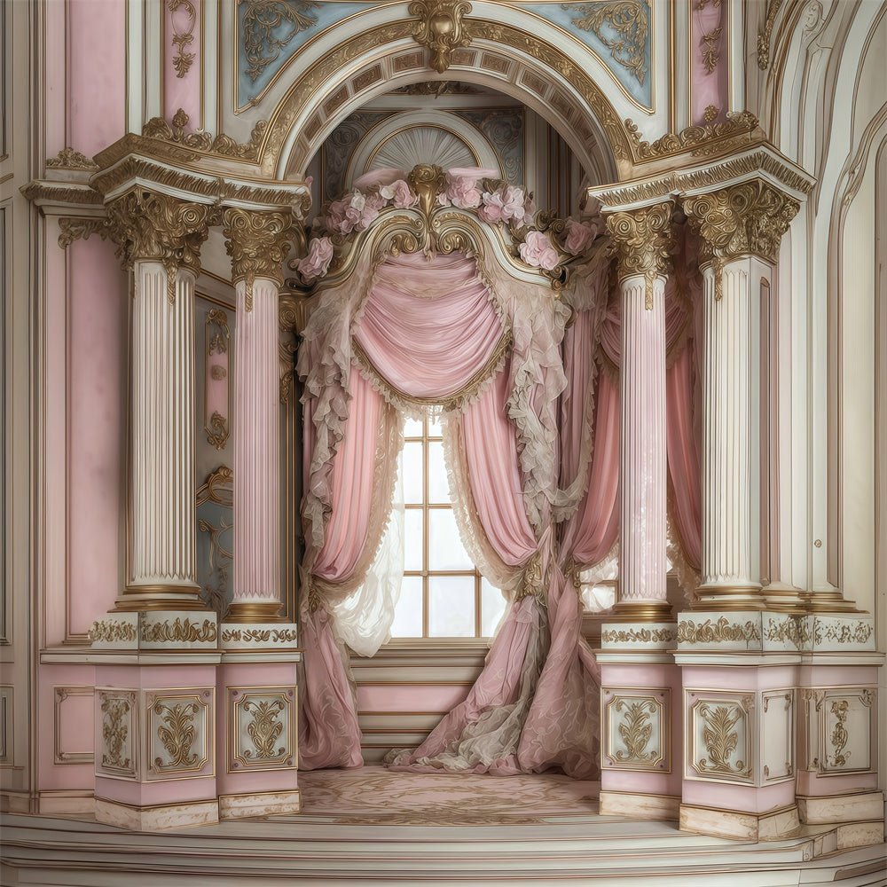 Rococo Backdrop Blush Drapery Arch Vintage Backdrops UK MRR7-235
