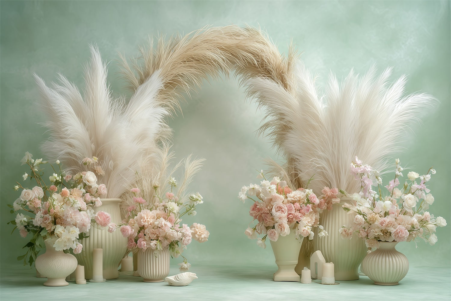 Boho Backdrop Photography Creamy Petal Vase Backdrop UK MRR7-242