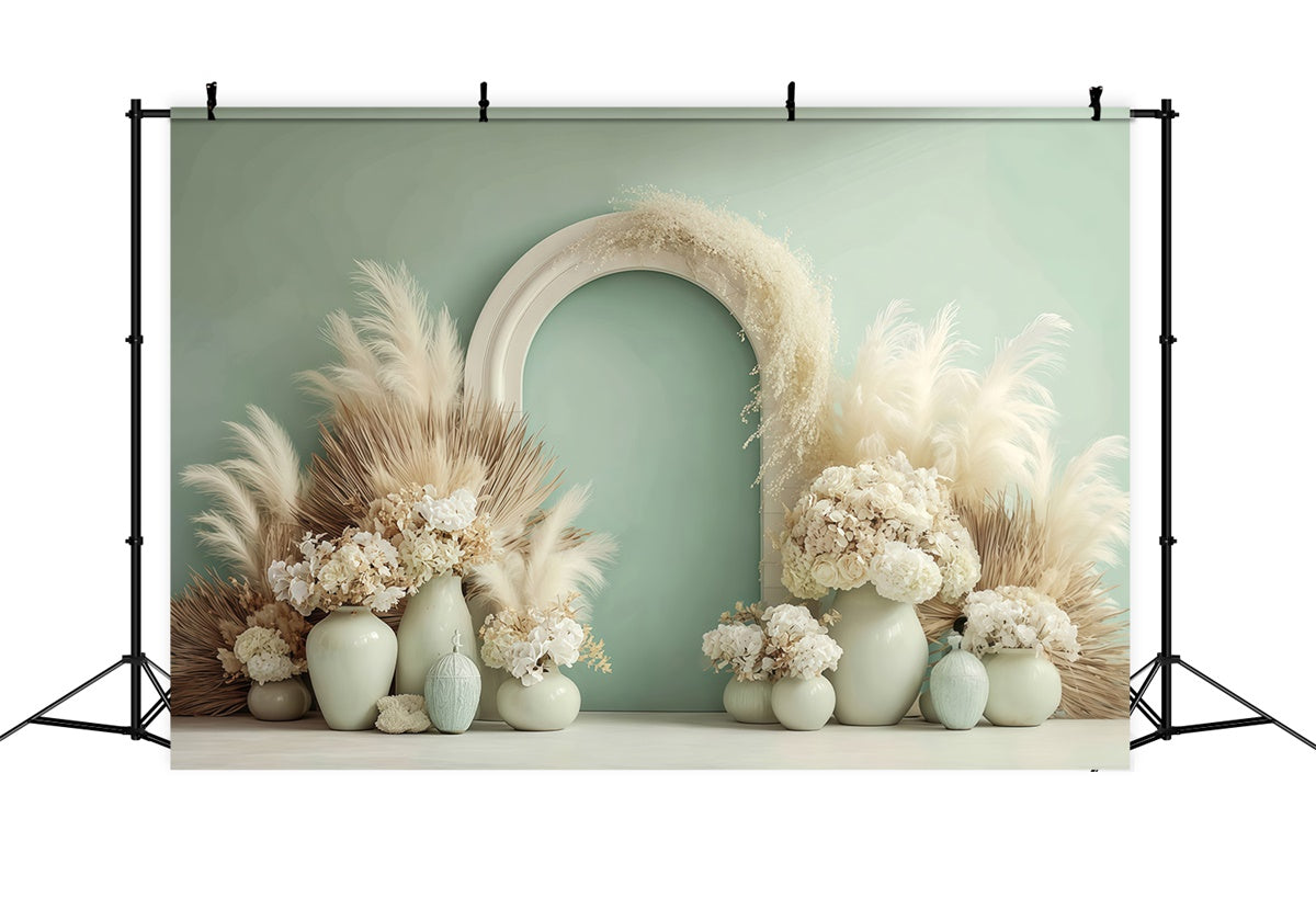 Boho Photography Backdrop Ivory Bloom Arch Backdrop UK MRR7-243