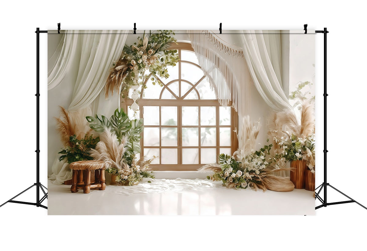 Boho Photo Backdrop Rustic Charm Window Backdrop UK MRR7-244