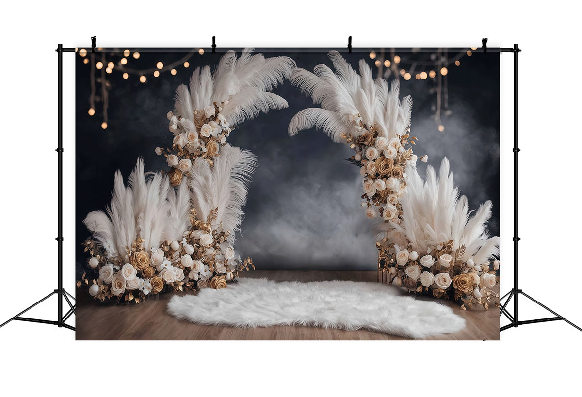 Boho Photo Backdrop Rustic Glam Lighted Backdrop UK MRR7-247