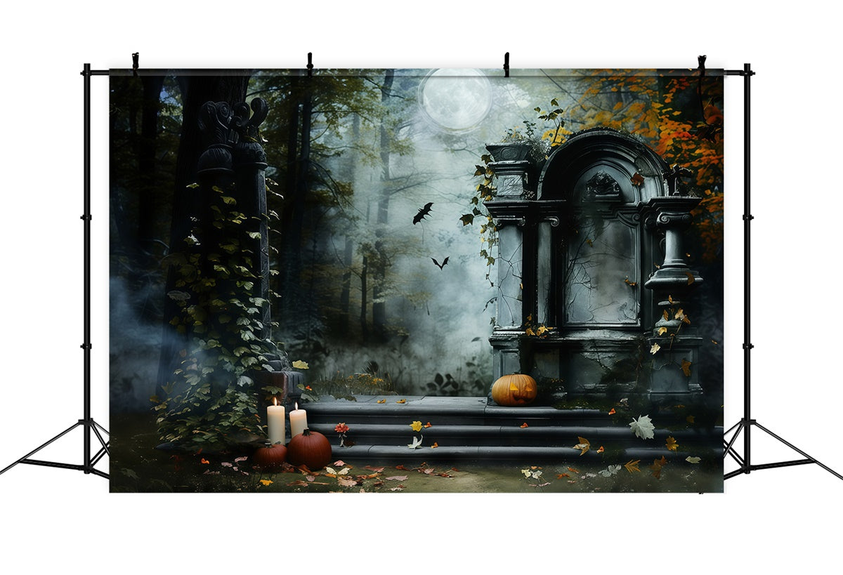 Halloween Graveyard Backdrop Gothic Tombstone Steps Backdrop UK MRR7-25