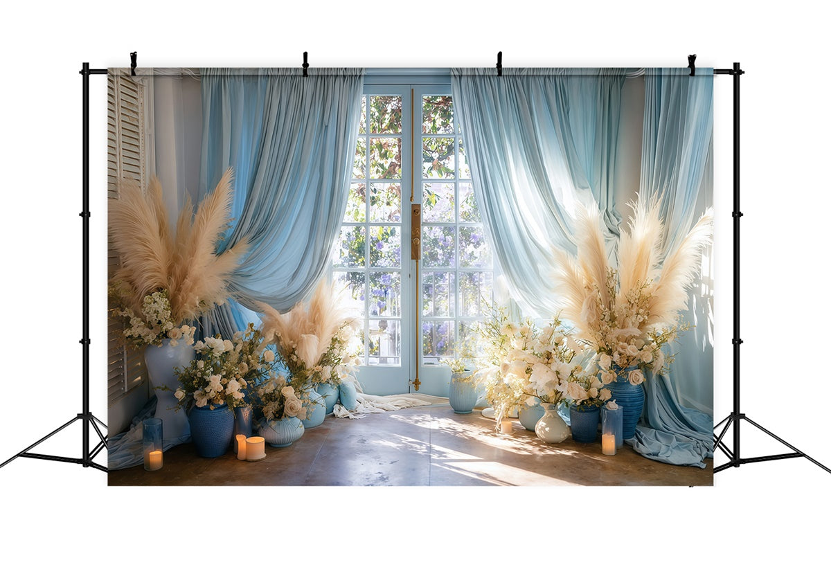 Bohemian Photo Backdrop French Window Floral Backdrop UK MRR7-251