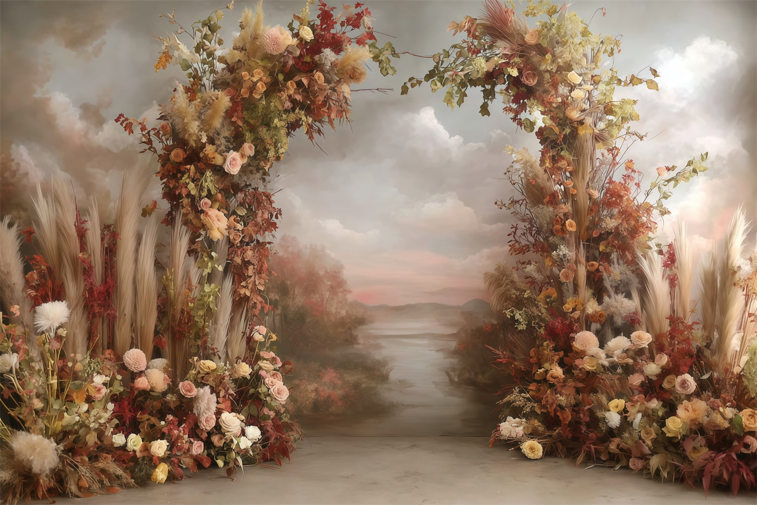 Bohemian Style Backdrop Dusk Meadow Archway Backdrop UK MRR7-252