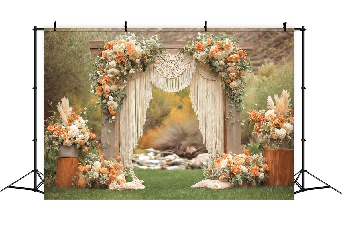 Bohemian Wedding Backdrop Garden Macrame Meadow Backdrop UK MRR7-259