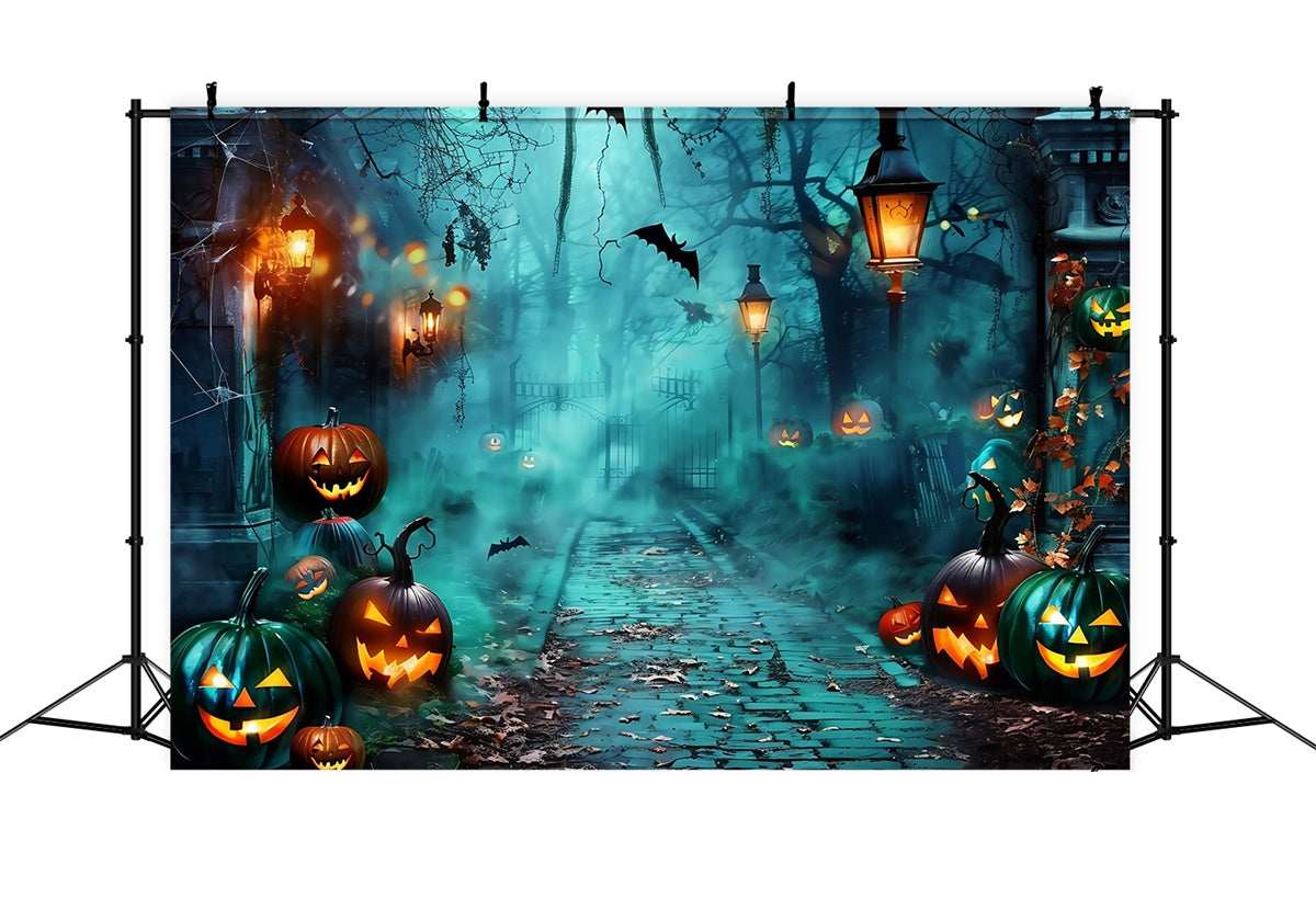 Scary Halloween Backdrop Foggy Pumpkin Pathway Backdrop UK MRR7-26
