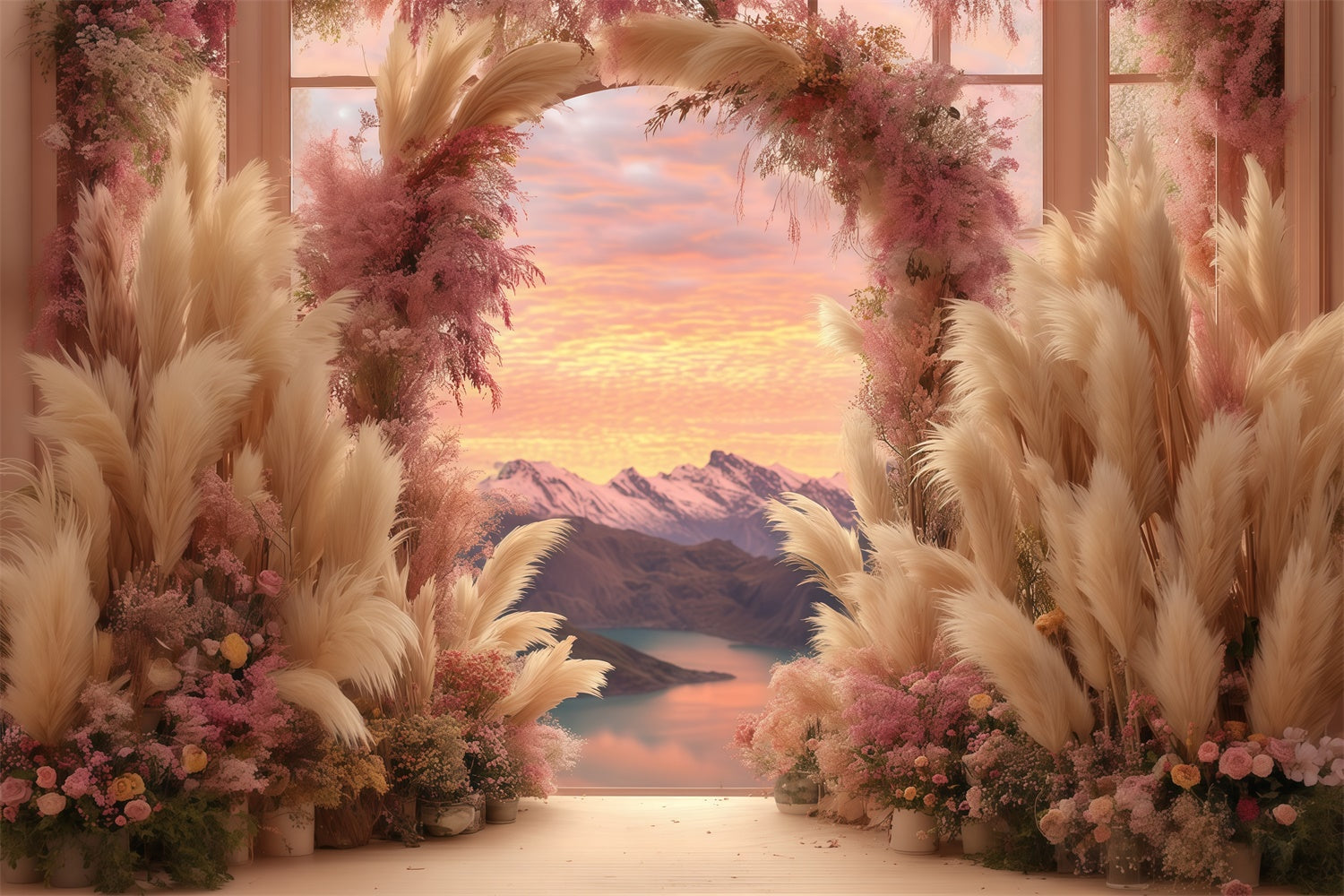 Bohemian Style Backdrop Sunset Mountain View Backdrop UK MRR7-260