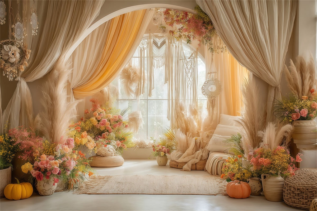 Boho Photography Backdrop Boho Cozy Room Backdrop UK MRR7-261