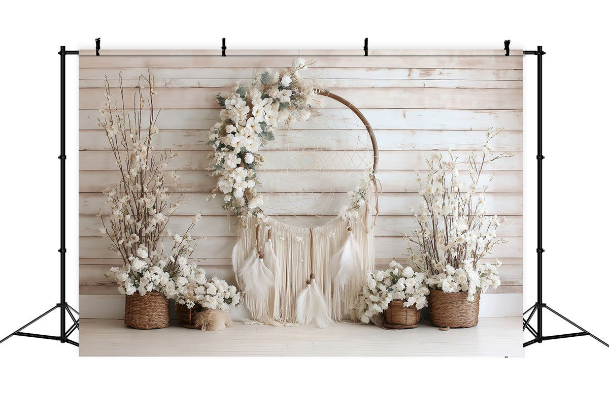 Boho Backdrop Ivory Blossom Dreamcatcher Backdrop UK MRR7-265
