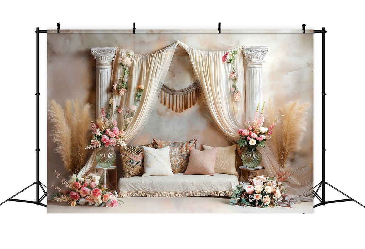 Boho Photography Backdrop Blush Roman Garden Backdrop UK MRR7-268