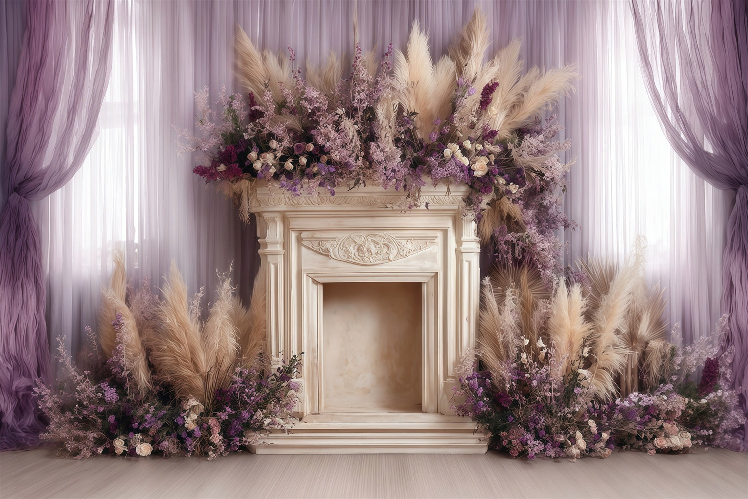 Bohemian Backdrops Bloom Fireplace Grace Backdrop UK MRR7-270