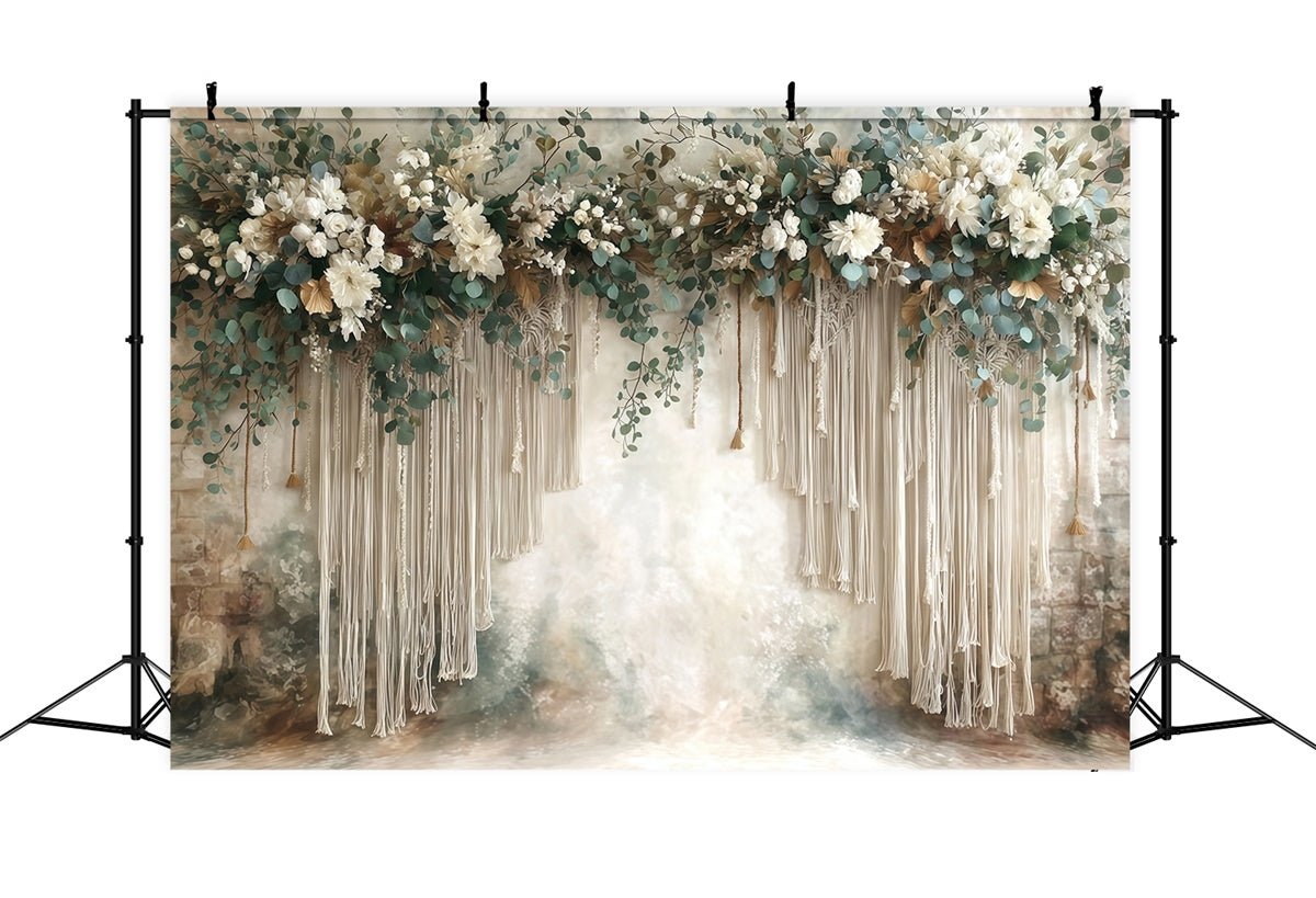 Bohemian Style Backdrop Ivory Fringe Garden Backdrop UK MRR7-271