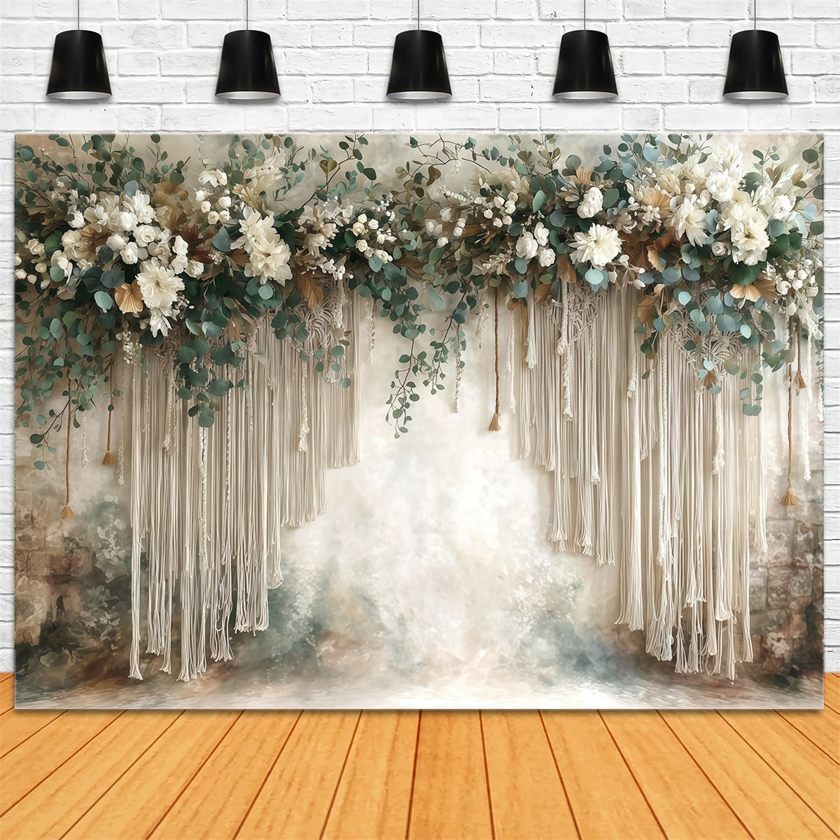 Bohemian Style Backdrop Ivory Fringe Garden Backdrop UK MRR7-271