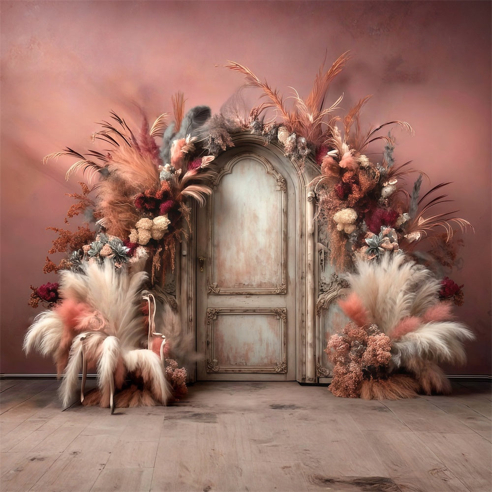Bohemian Photo Backdrop Feather Bloom Doorway Backdrop UK MRR7-272