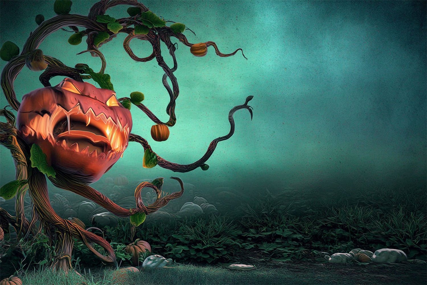 Scary Halloween Backdrops Spooky Pumpkin Beast Backdrop UK MRR7-28