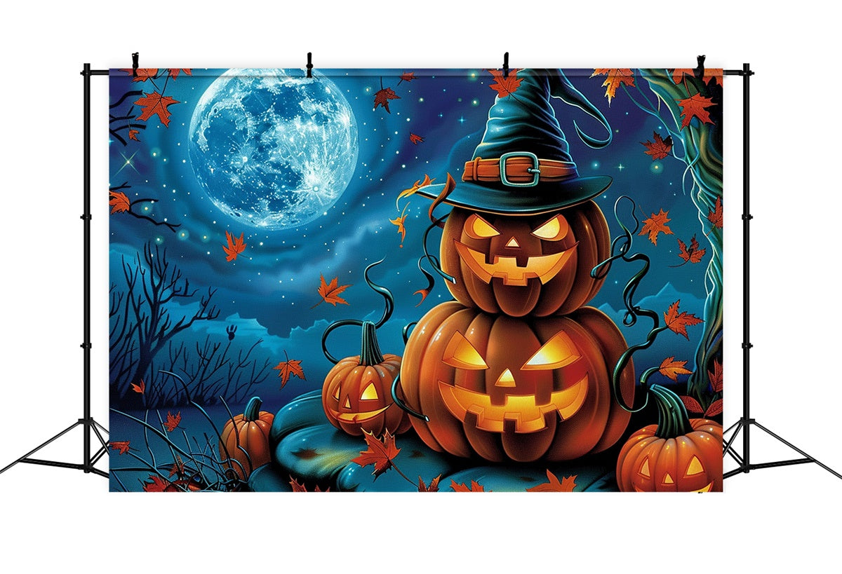 Halloween Moon Backdrop Smiling Pumpkins Stars Backdrop UK MRR7-29