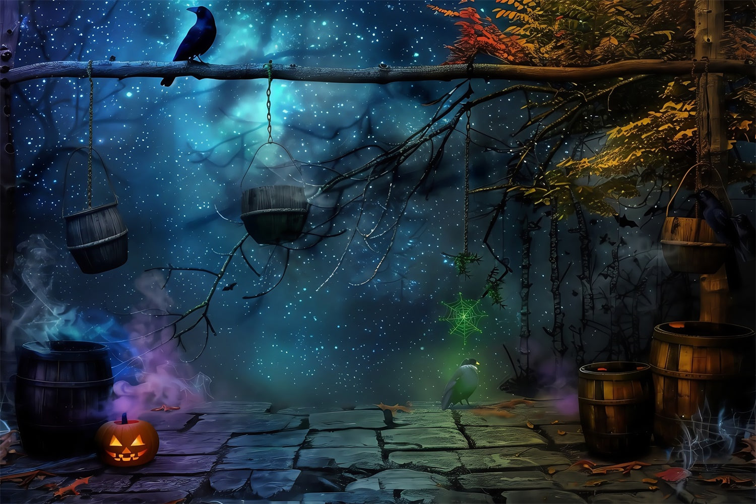 Halloween Photo Backdrop Starlit Witching Woods Backdrop UK MRR7-30