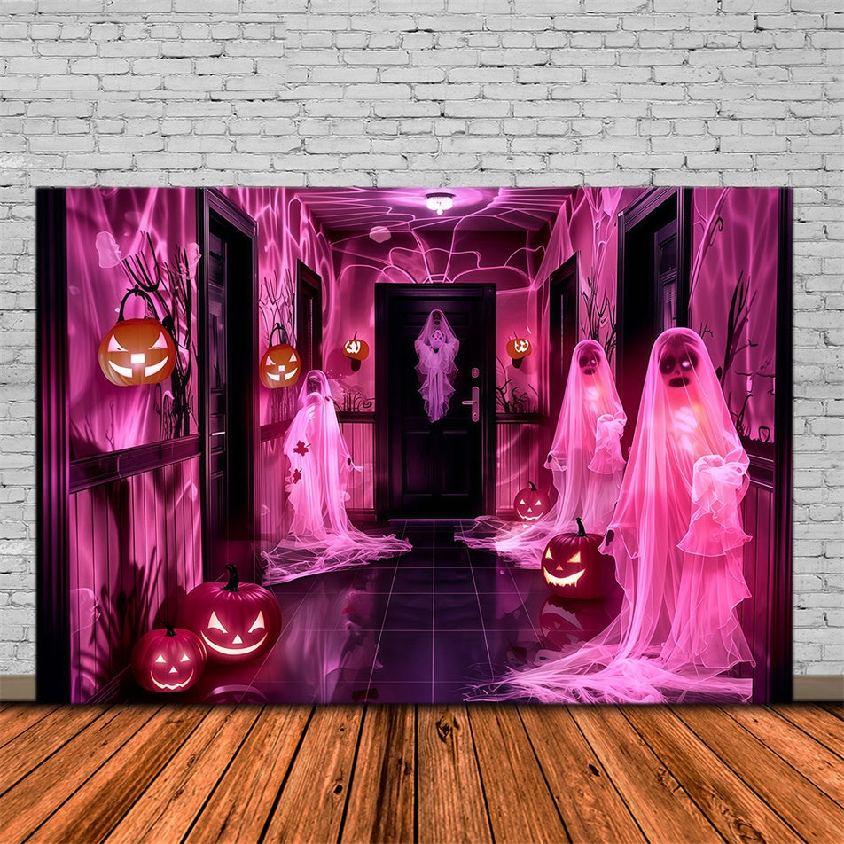 Halloween Wall Backdrop Glowing Ghosts Pumpkins Backdrop UK MRR7-31