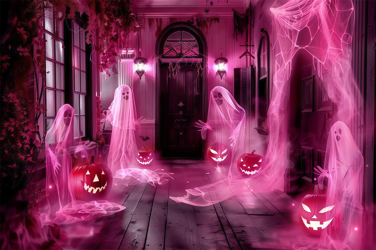 Spooky Halloween Backdrop Phantom Porch Party Backdrop UK MRR7-32