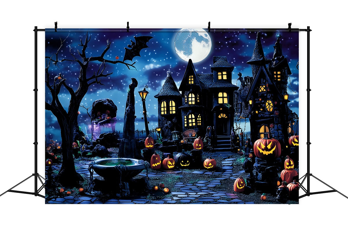 Halloween Backdrop Starry Night Spooky Street Backdrop UK MRR7-35