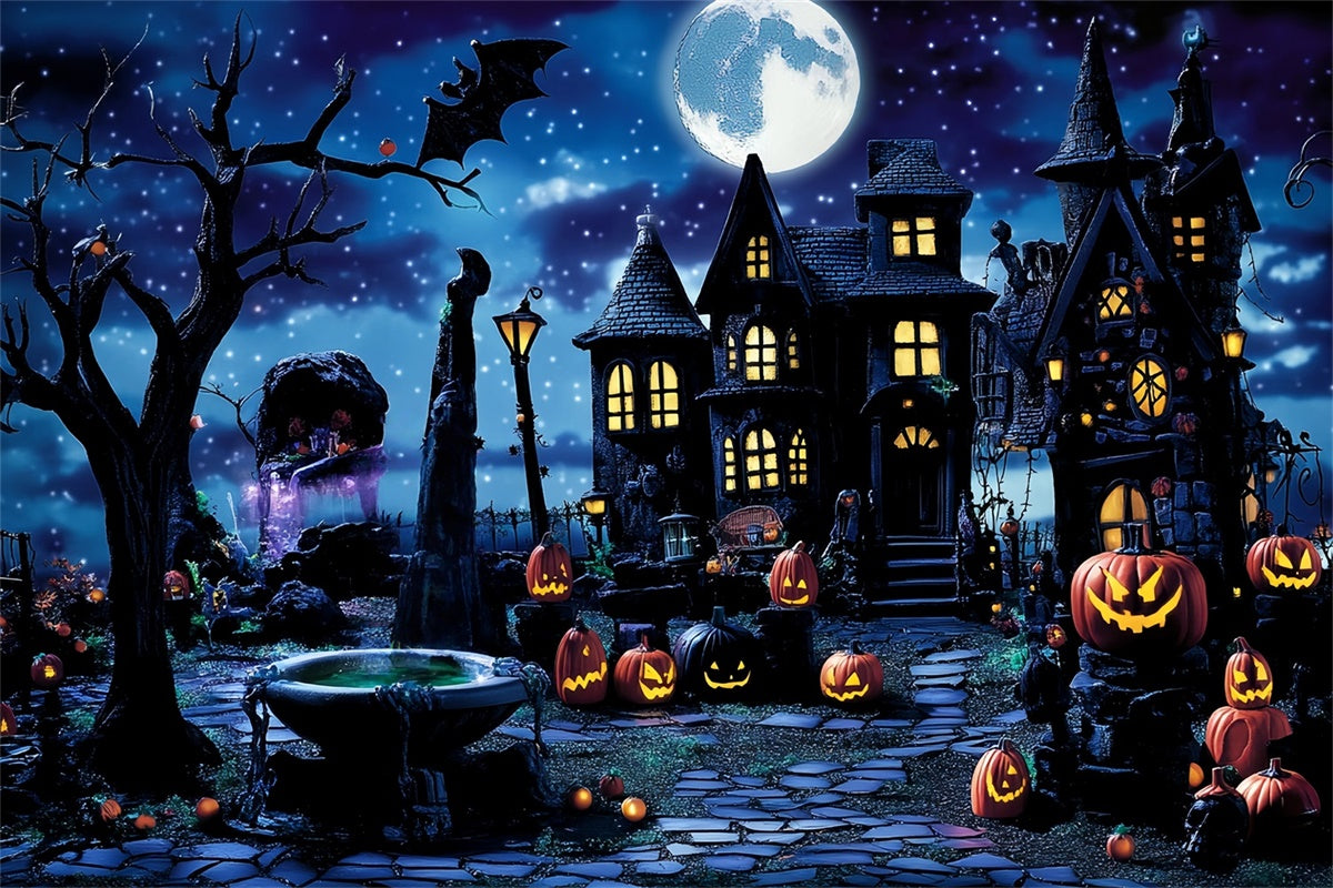 Halloween Backdrop Starry Night Spooky Street Backdrop UK MRR7-35