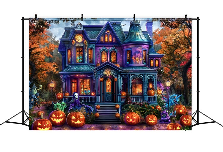 Halloween Picture Backdrop Autumn Fright Estate Backdrop UK MRR7-41