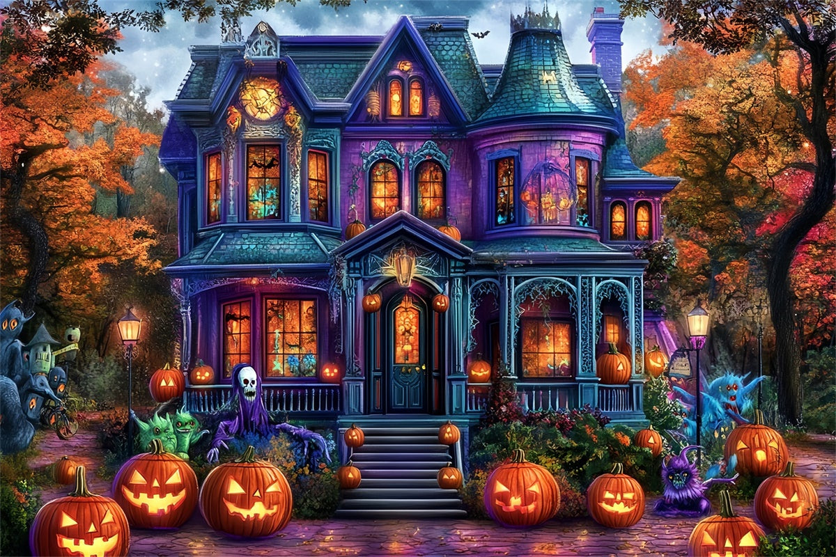 Halloween Picture Backdrop Autumn Fright Estate Backdrop UK MRR7-41
